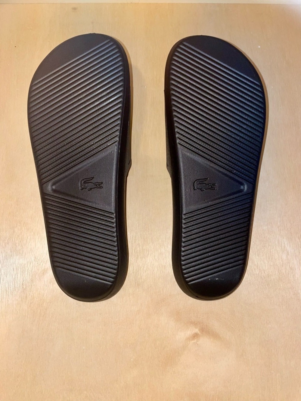 Lacoste Black Slides with White Crocodile Logo Size 10 - Picture 9 of 9
